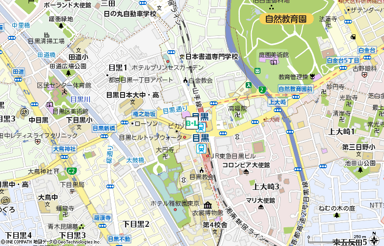 銀座メガネコンタクト　目黒店付近の地図